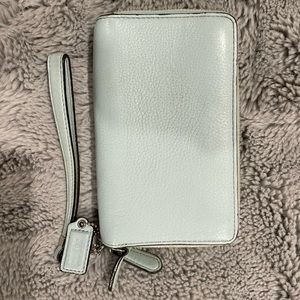 Turquoise Coach wristlet